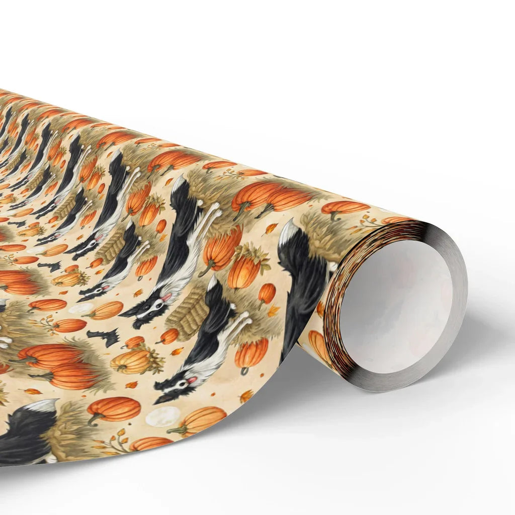 Border Collie Halloween Wrapping Paper — paper roll