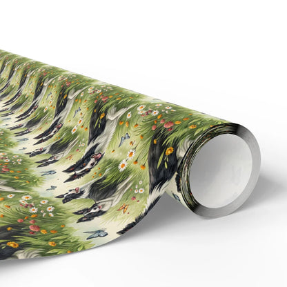 Border Collie Meadow Wrapping Paper — paper roll