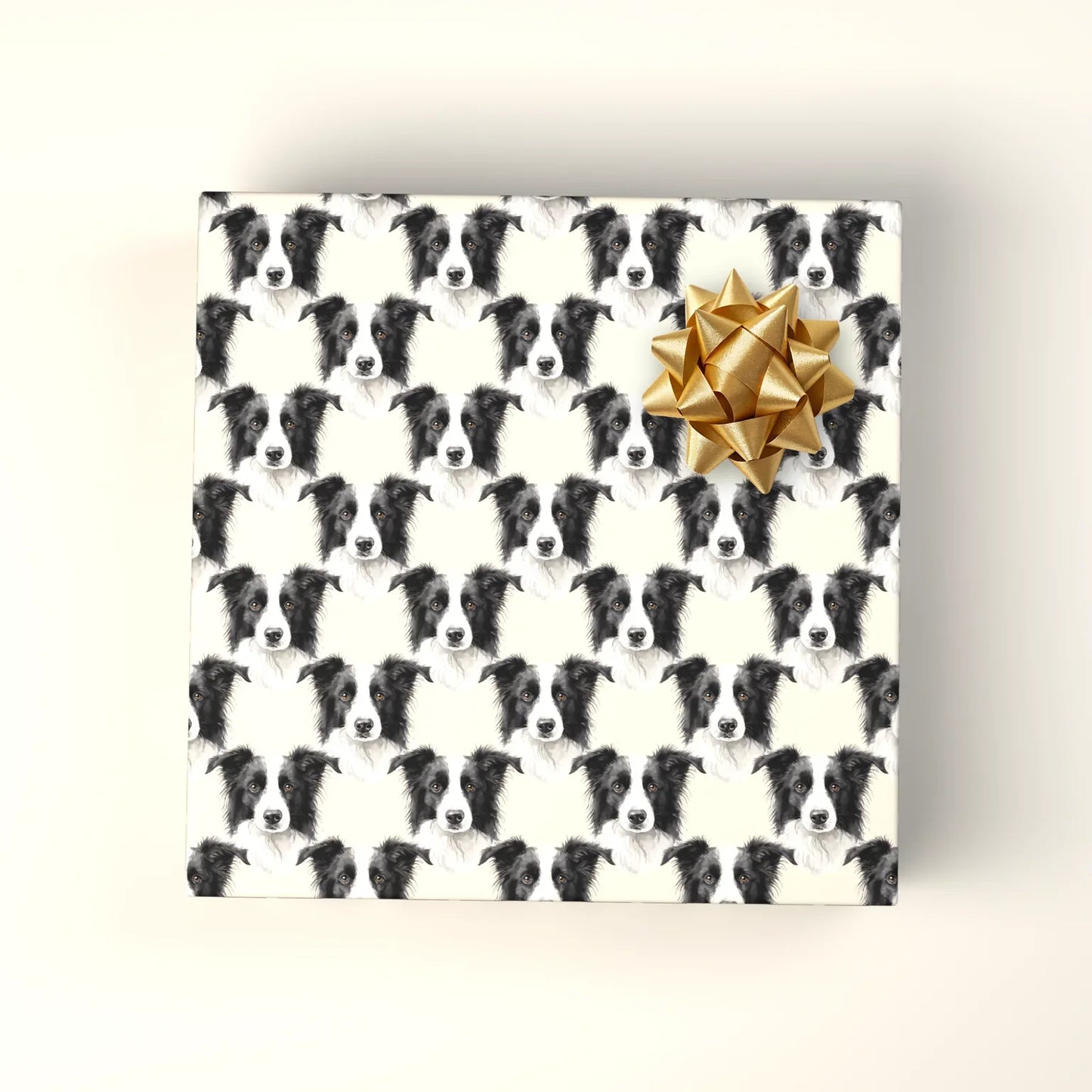 Border Collie Portrait Wrapping Paper — wrapped gift presentation