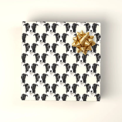 Border Collie Portrait Wrapping Paper — wrapped gift presentation