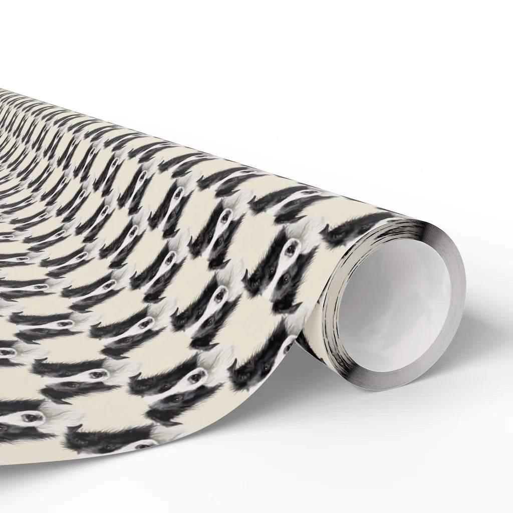 Border Collie Portrait Wrapping Paper — paper roll