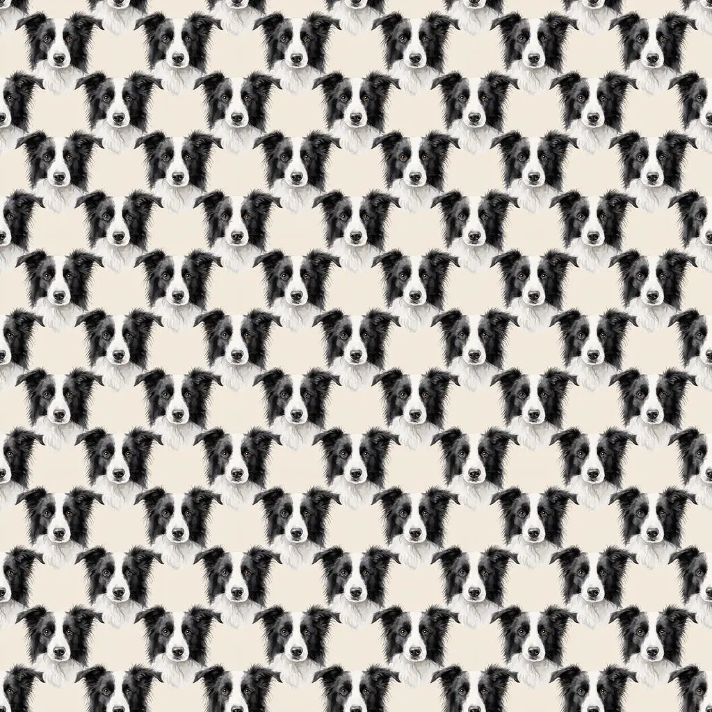 Border Collie Portrait Wrapping Paper — repeating pattern tile