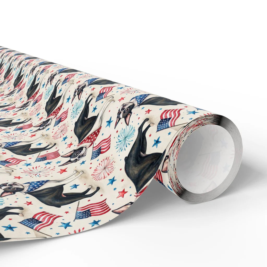 Boston Terrier Americana Wrapping Paper — paper roll