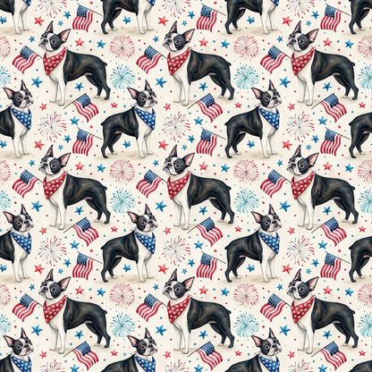 Boston Terrier Americana Wrapping Paper — repeating pattern tile
