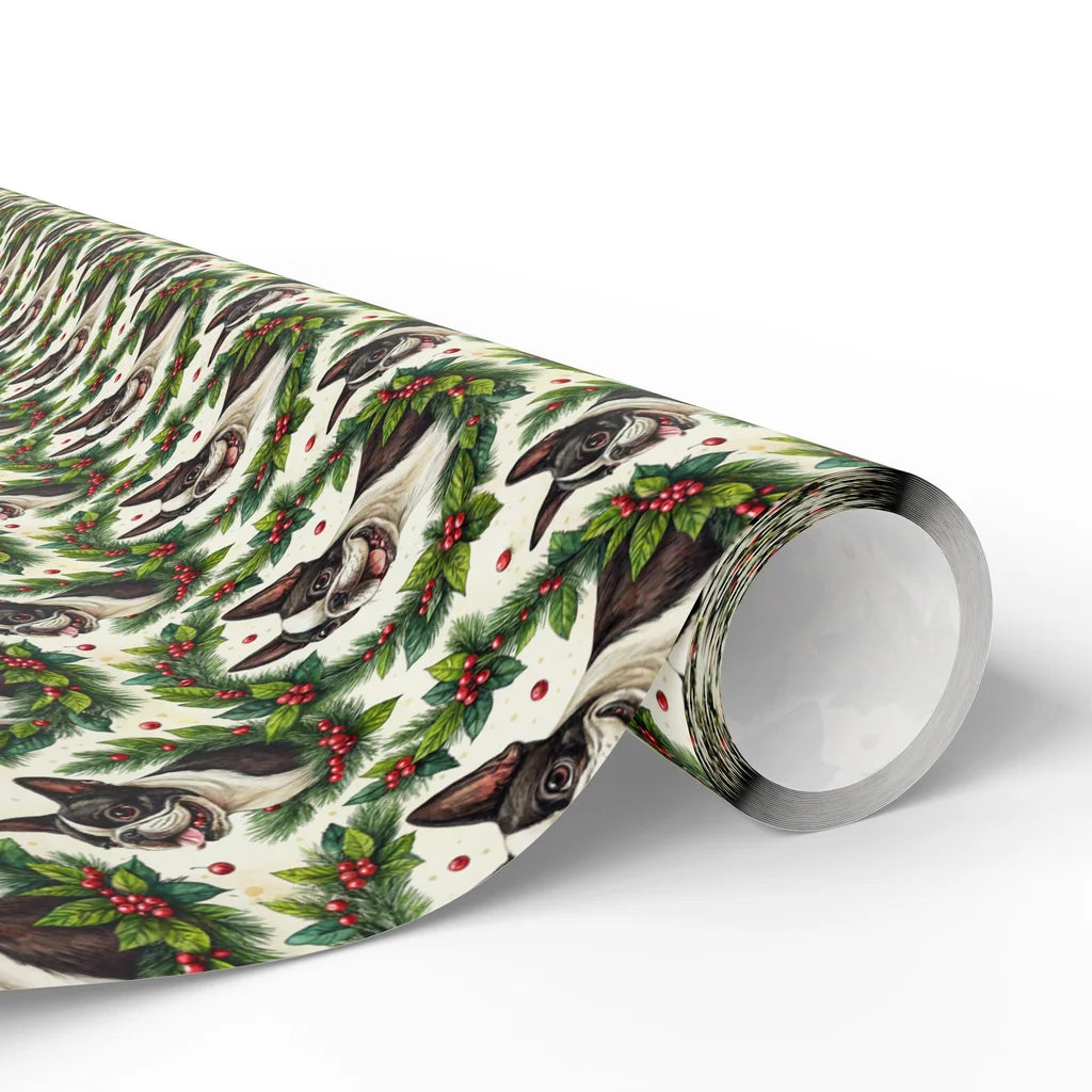 Boston Terrier Christmas Wrapping Paper — paper roll
