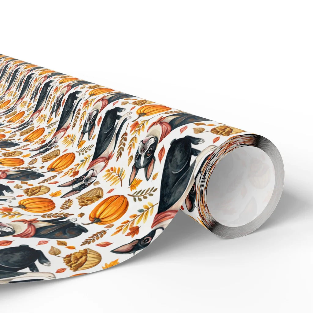 Boston Terrier Fall Harvest Wrapping Paper — paper roll