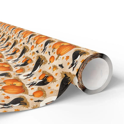 Boston Terrier Pumpkin Patch Wrapping Paper — paper roll
