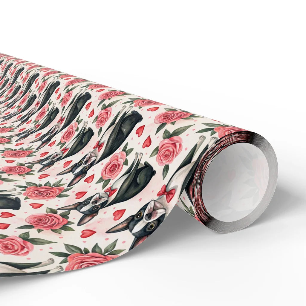 Boston Terrier Valentine's Day Wrapping Paper — paper roll