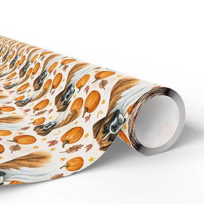 Boxer Dog Autumn Pumpkin Wrapping Paper — paper roll
