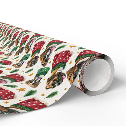 Boxer Dog Christmas Ugly Sweater Wrapping Paper — paper roll