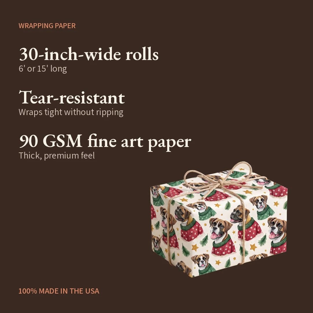 Ugly Sweater Boxer Christmas Wrapping Paper — what you get