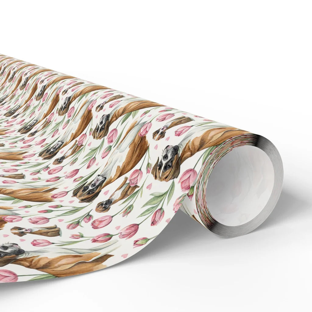 Boxer Dog Floral Wrapping Paper — paper roll