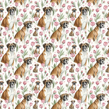 Boxer Dog Floral Wrapping Paper — repeating pattern tile