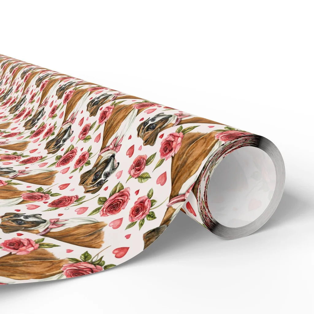 Boxer Dog Valentine Wrapping Paper — paper roll