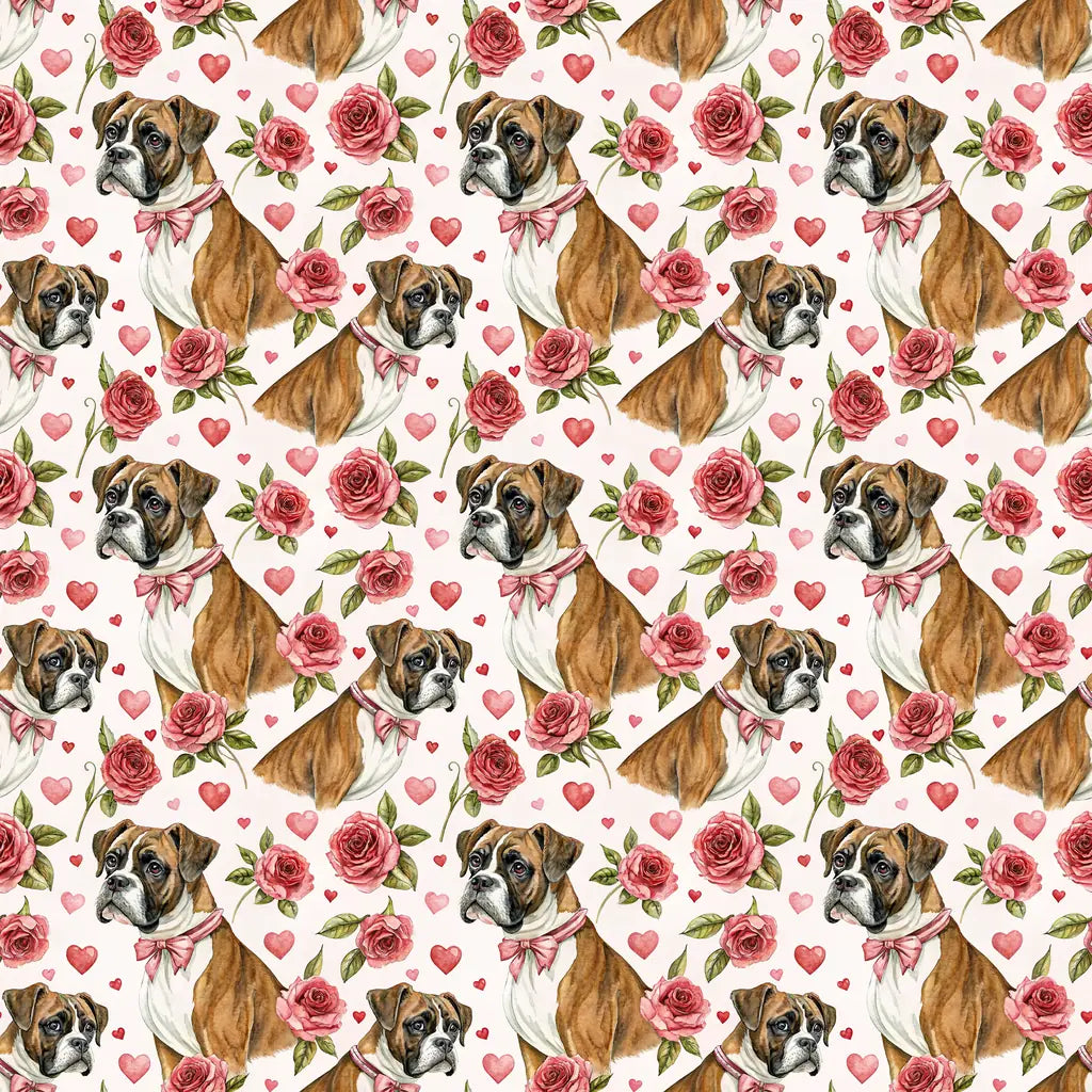 Boxer Dog Valentine Wrapping Paper — repeating pattern tile