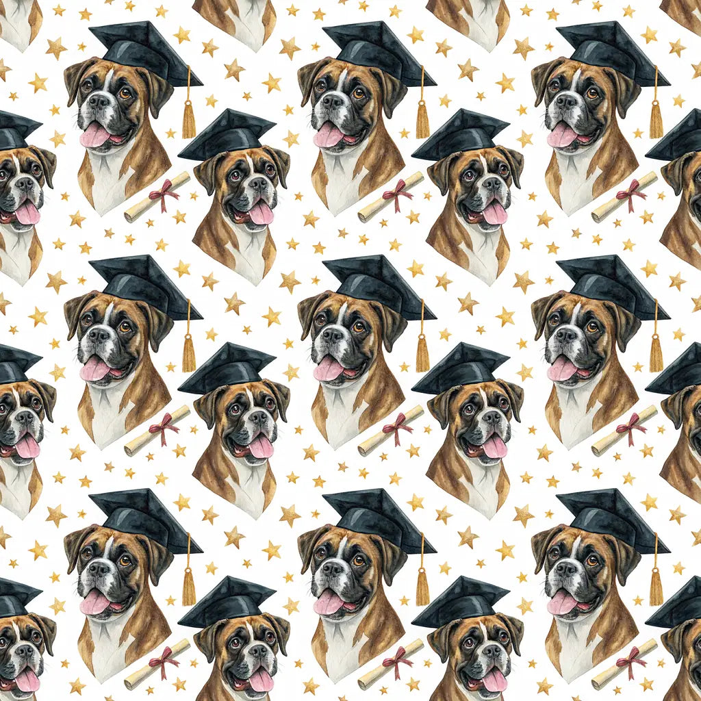 Boxer Graduation Wrapping Paper — repeating pattern tile