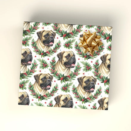 Bullmastiff Portrait Wreath Wrapping Paper