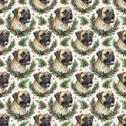 Bullmastiff Portrait Wreath Wrapping Paper — repeating pattern tile