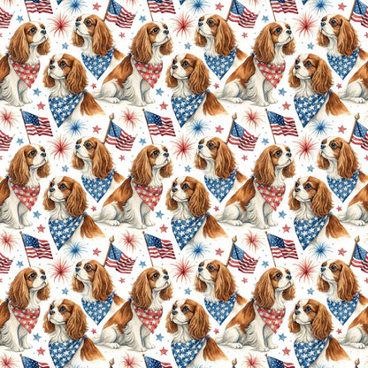 Cavalier King Charles Spaniel Americana Wrapping Paper — repeating pattern tile
