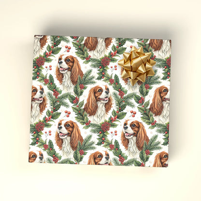 Cavalier King Charles Spaniel Christmas Wrapping Paper — wrapped gift presentation