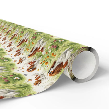 Cavalier King Charles Spaniel Garden Wrapping Paper — paper roll
