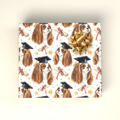 Cavalier King Charles Spaniel Graduation Wrapping Paper — wrapped gift presentation