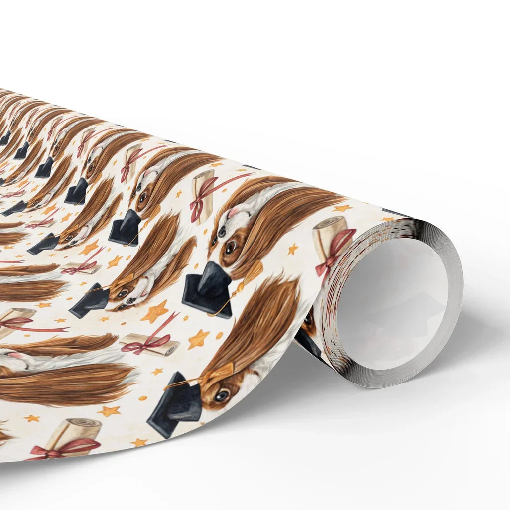 Cavalier King Charles Spaniel Graduation Wrapping Paper — paper roll