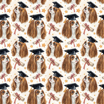 Cavalier King Charles Spaniel Graduation Wrapping Paper — repeating pattern tile