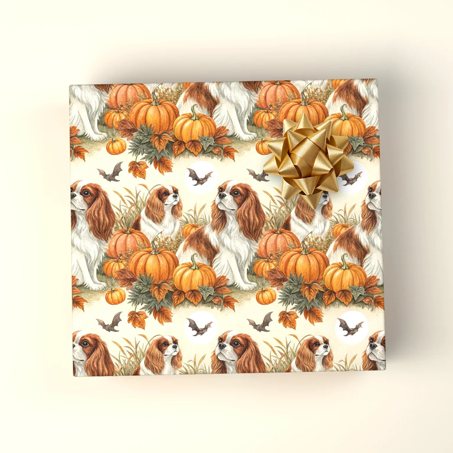 Cavalier King Charles Spaniel Halloween Wrapping Paper — wrapped gift presentation