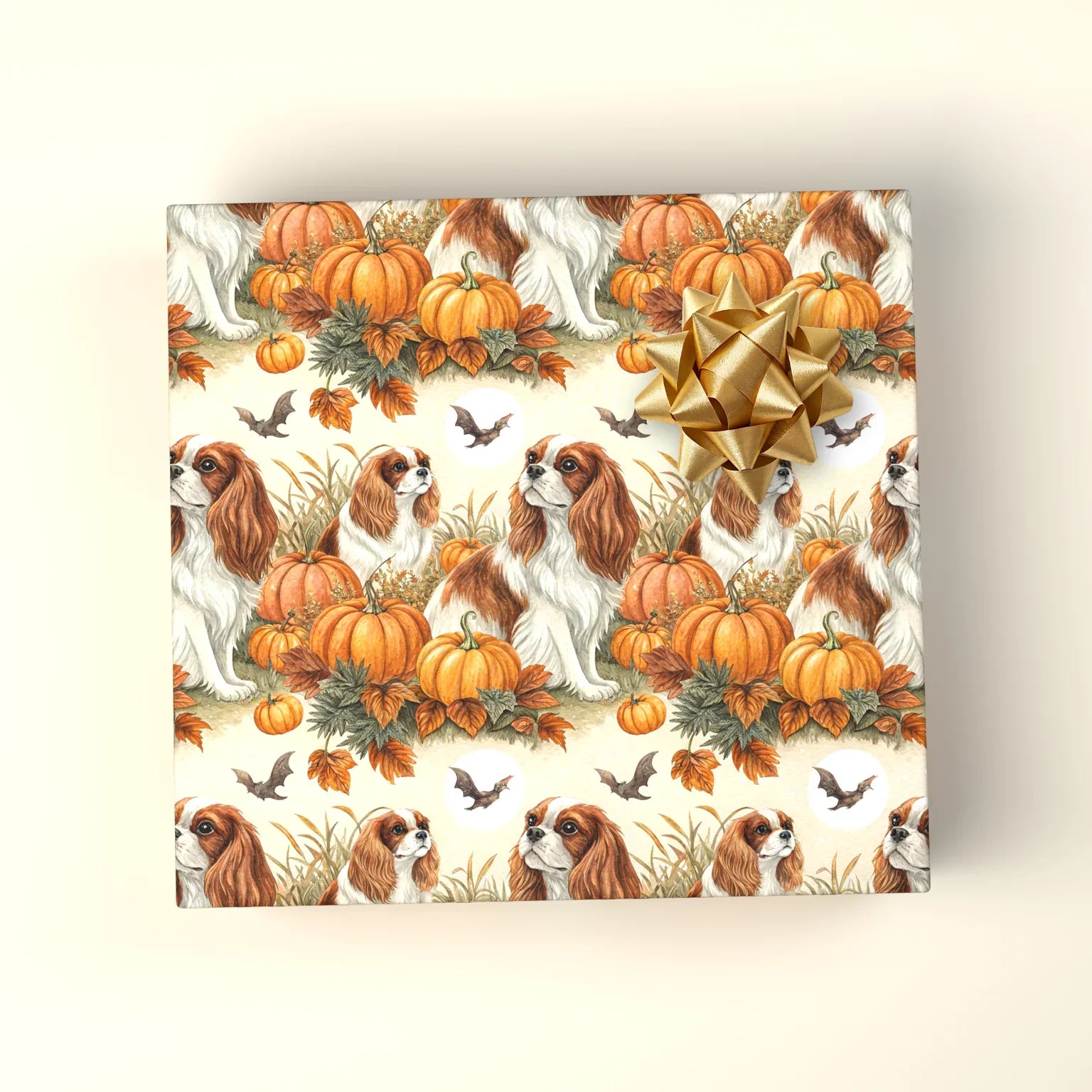Cavalier King Charles Spaniel Halloween Wrapping Paper — wrapped gift presentation