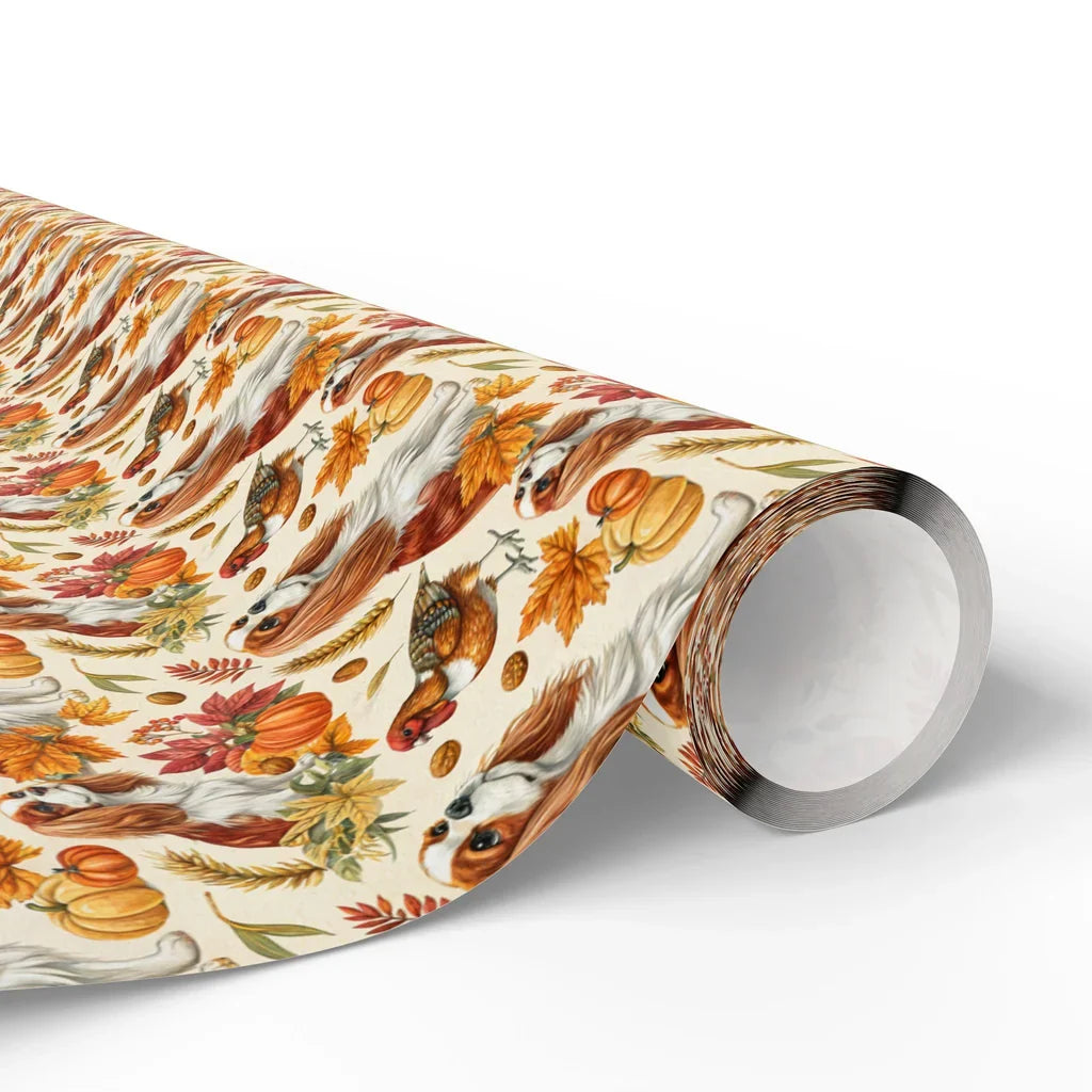 Cavalier King Charles Spaniel Thanksgiving Wrapping Paper — paper roll