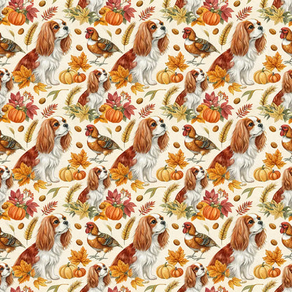Cavalier King Charles Spaniel Thanksgiving Wrapping Paper — repeating pattern tile