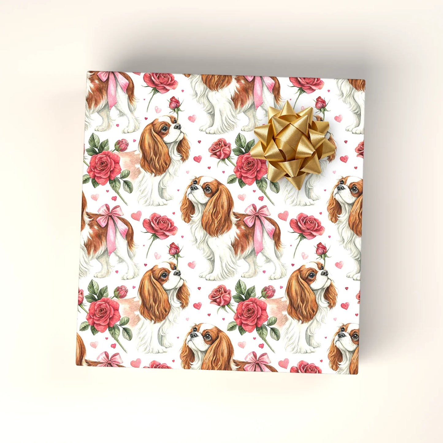 Cavalier King Charles Spaniel Valentine Wrapping Paper — wrapped gift presentation