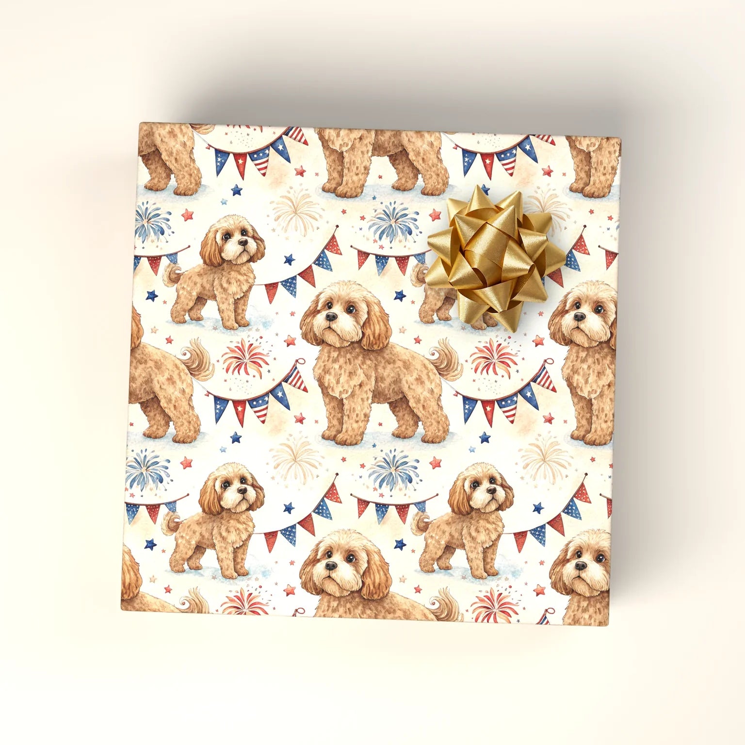 Cavapoo Americana Wrapping Paper — wrapped gift presentation