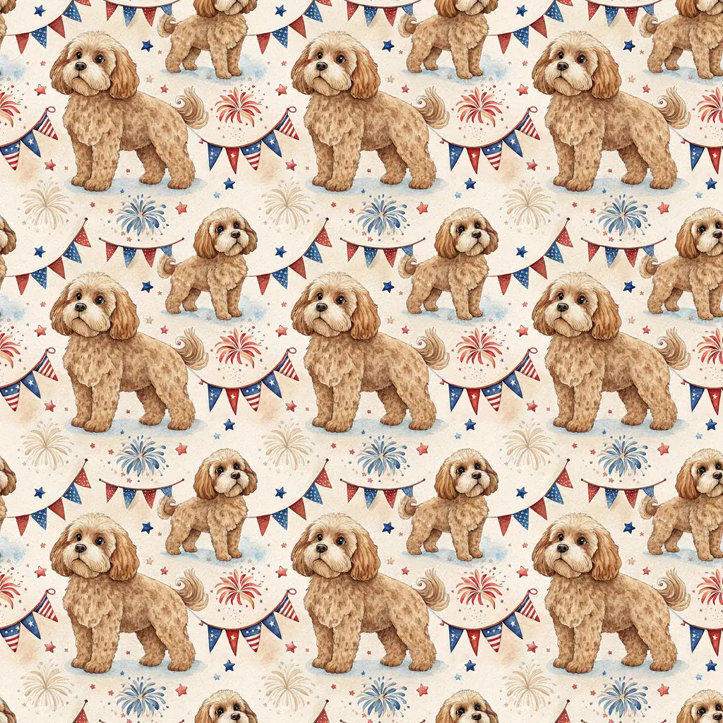 Cavapoo Americana Wrapping Paper — repeating pattern tile