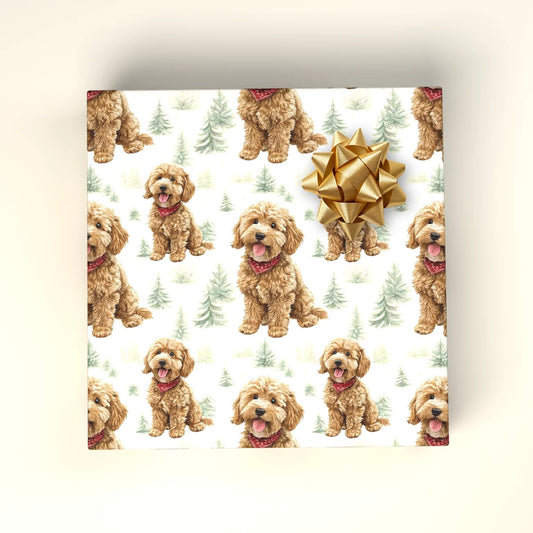 Cavapoo Christmas Wrapping Paper — wrapped gift presentation