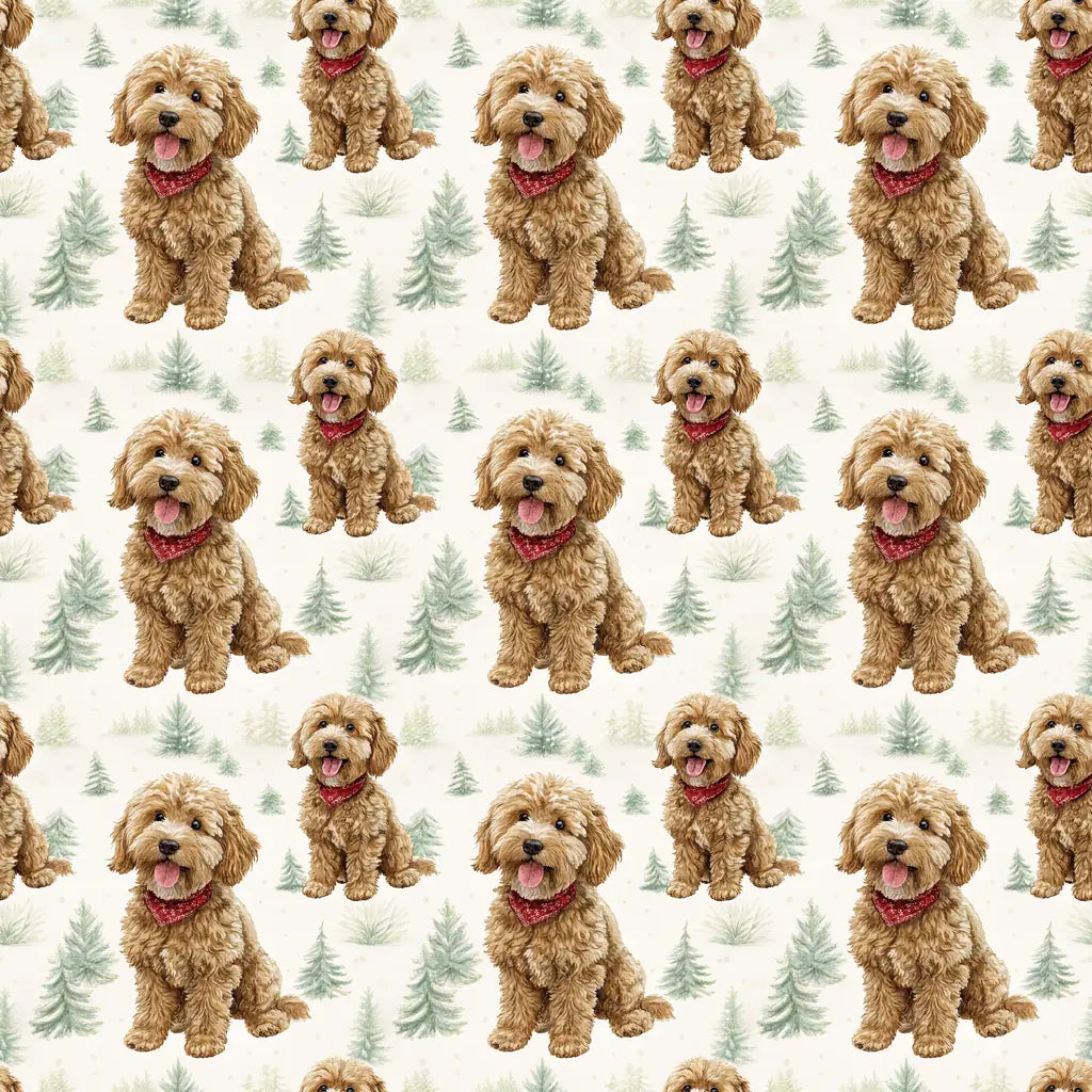 Cavapoo Christmas Wrapping Paper — repeating pattern tile