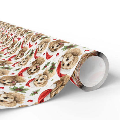 Cavapoo Christmas Wrapping Paper — Santa Hat Cuties — paper roll
