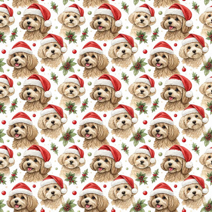Cavapoo Christmas Wrapping Paper — Santa Hat Cuties — repeating pattern tile