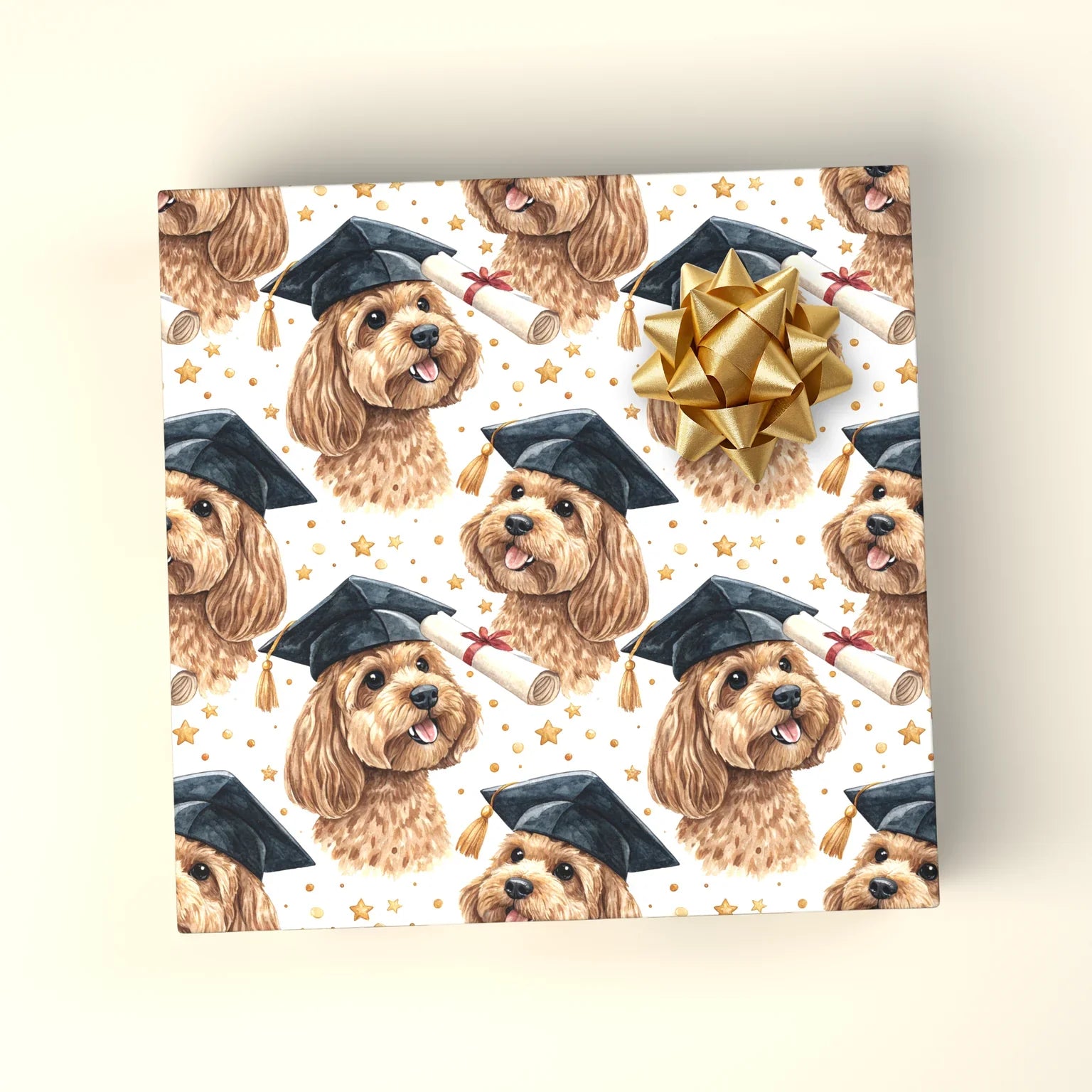 Cavapoo Graduation Wrapping Paper — wrapped gift presentation