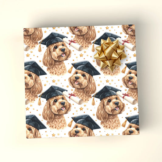 Cavapoo Graduation Wrapping Paper — wrapped gift presentation