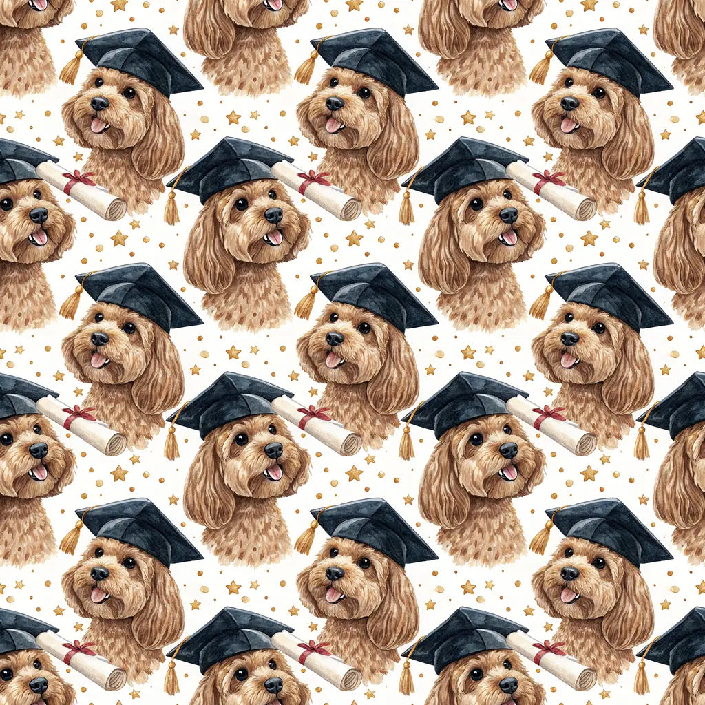Cavapoo Graduation Wrapping Paper — repeating pattern tile