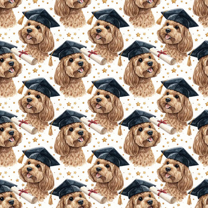 Cavapoo Graduation Wrapping Paper — repeating pattern tile