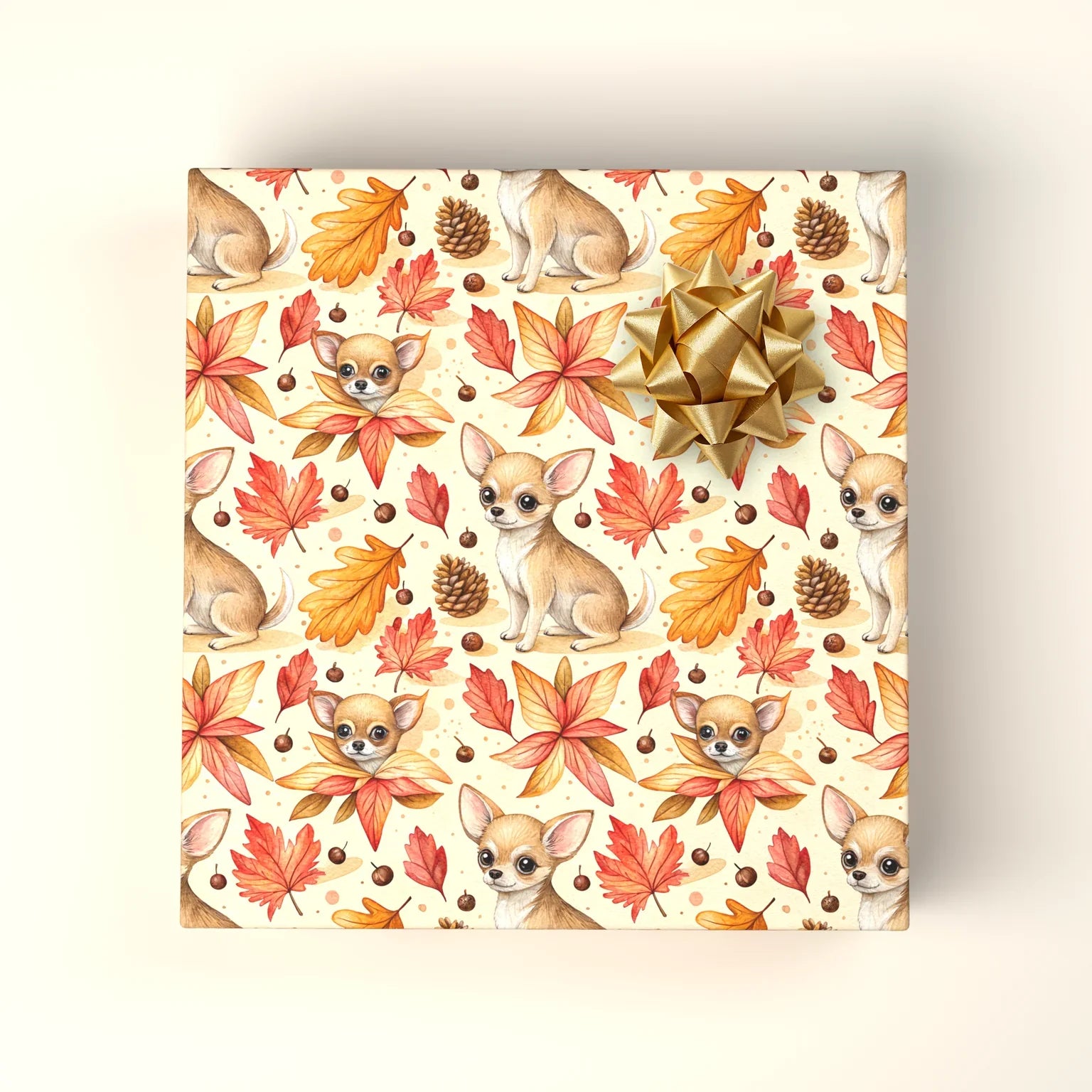 Chihuahua Autumn Wrapping Paper — wrapped gift presentation