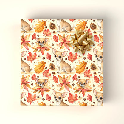 Chihuahua Autumn Wrapping Paper — wrapped gift presentation