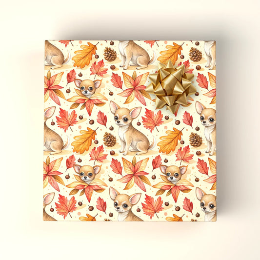 Chihuahua Autumn Wrapping Paper — wrapped gift presentation