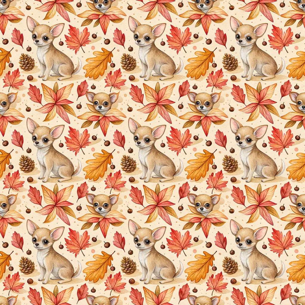 Chihuahua Autumn Wrapping Paper — repeating pattern tile