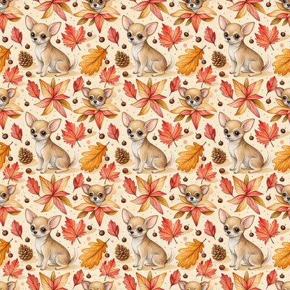 Chihuahua Autumn Wrapping Paper — repeating pattern tile