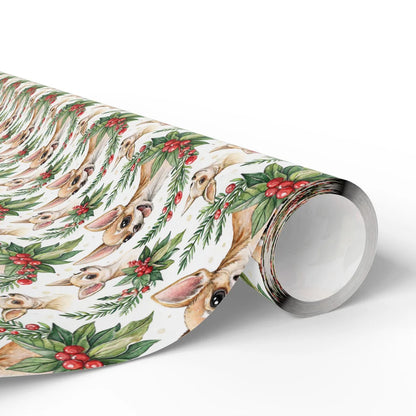 Chihuahua Portrait Wreath Wrapping Paper — paper roll