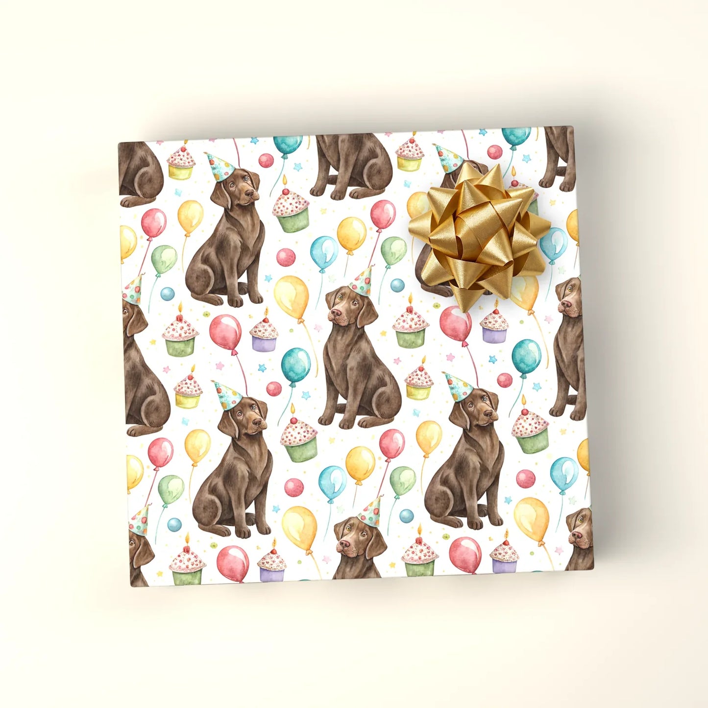 Chocolate Labrador Retriever Birthday Wrapping Paper — wrapped gift presentation